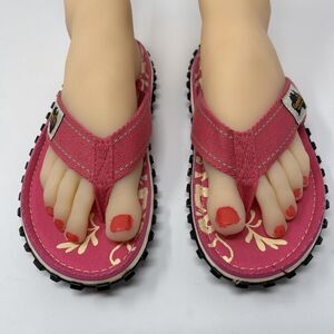 Gumbies Slide Pink Hibiscus Women's size US 8/9 IN excellent Condition